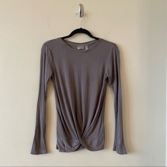 Zella Tops - Zella-Lightweight Ribbed Knot Front Long Sleeve